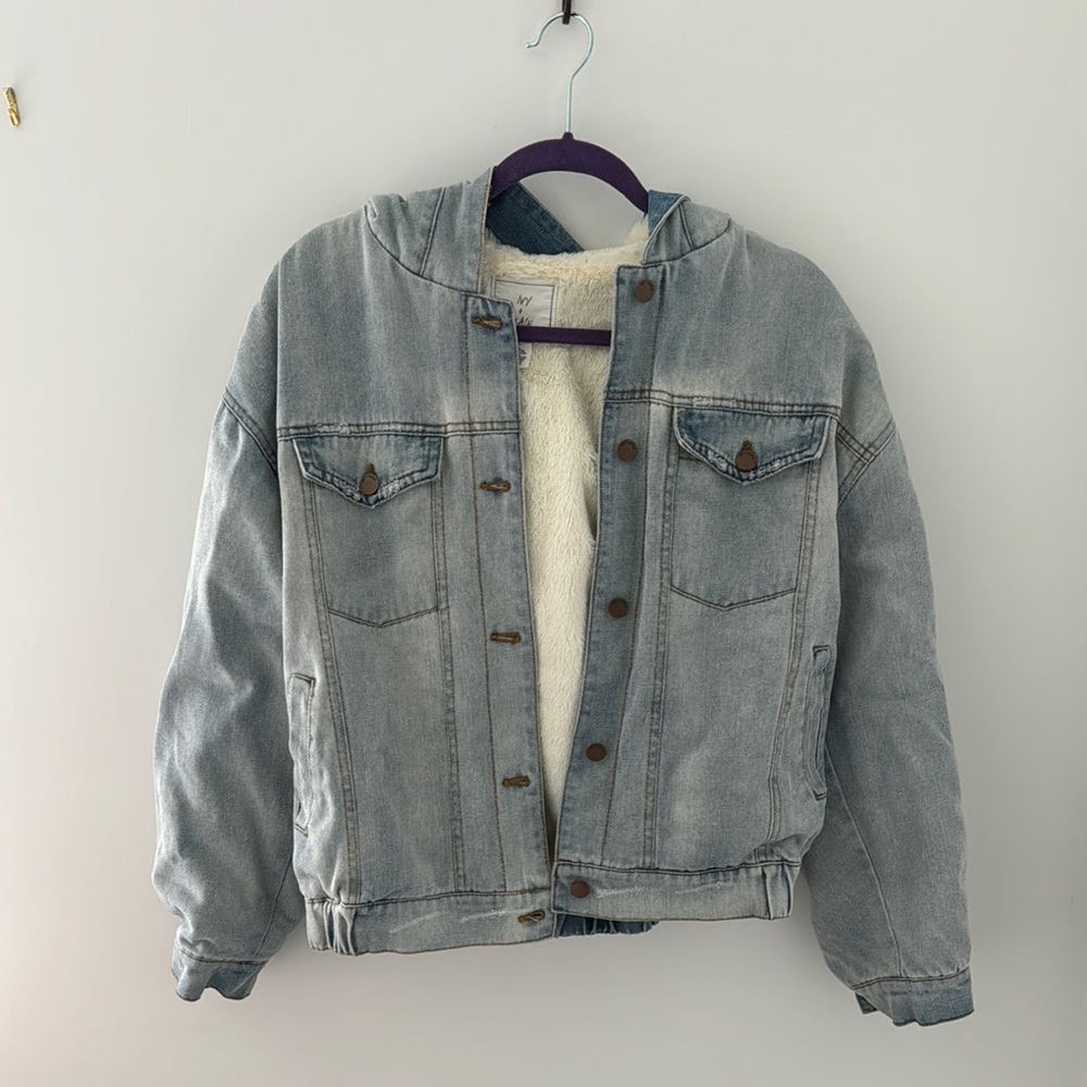 Light Blue Denim Jacket with Hood (Ivy and Main)